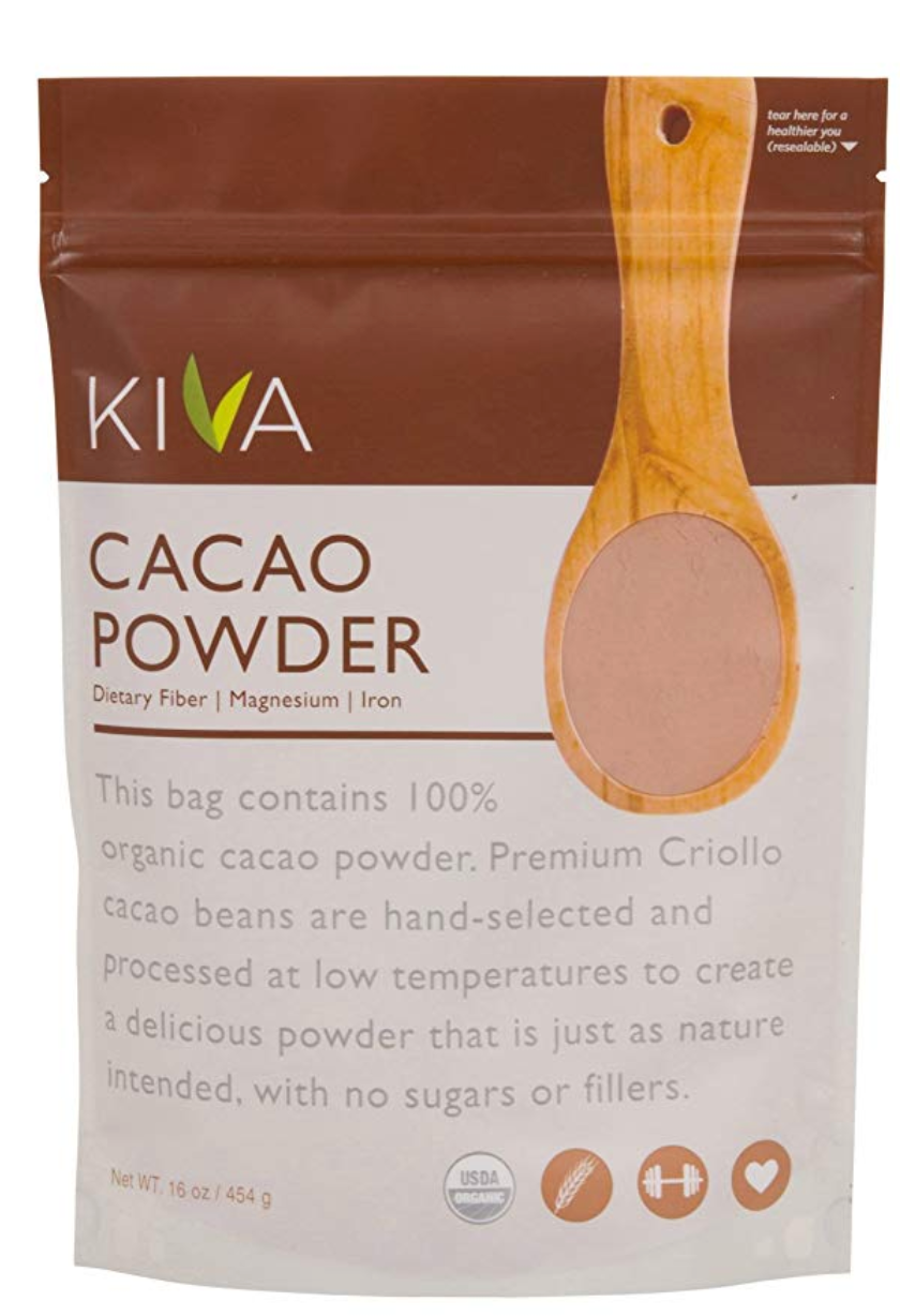 Kiva Organic Cacao Powder (Cocoa - Chocolate Powder) - Non-GMO, Raw, Vegan, 16-Ounce Pouch