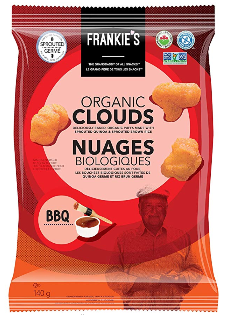 Frankie's Organic Chips - Crunchy BBQ Puffs Baked - Vegan, Gluten Free, No GMO, Sprouted Protein Snacks - 120 Grams